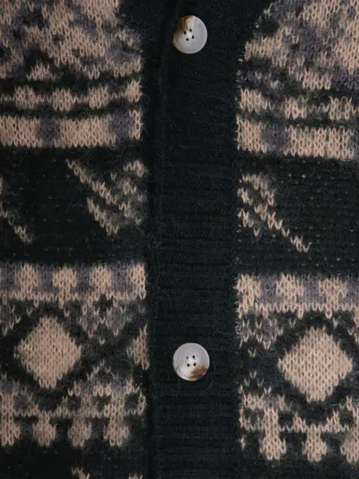 Daily Paper Patterned Button Cardigan In Black