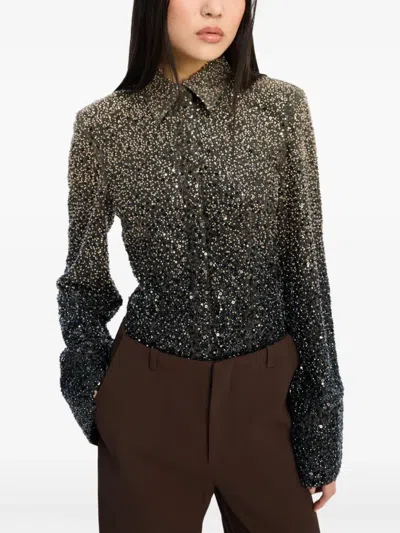 Rotate Birger Christensen Beaded Embellishments Shirt In Gray