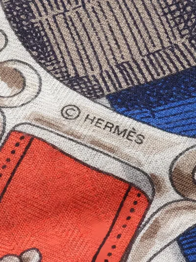 Pre-owned Hermes 2010s Cavalcadour Scarf In Gray