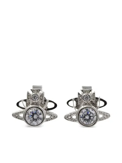 Pre-owned Vivienne Westwood 2020s Orb Stud Earrings In Silver