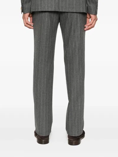 Tagliatore Striped Single-breasted Suit In Gray