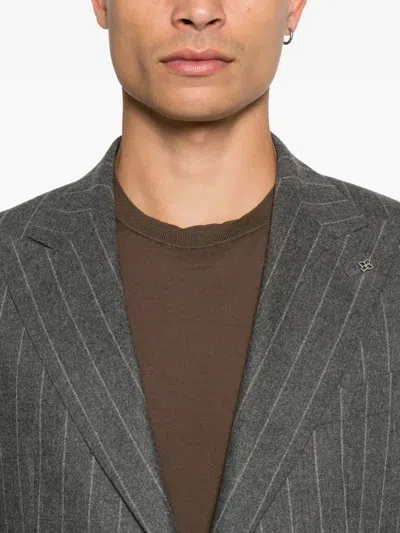 Tagliatore Striped Single-breasted Suit In Gray