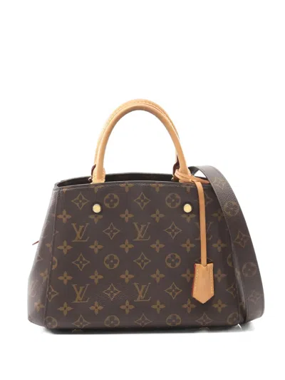 Pre-owned Louis Vuitton 2020 Montaigne Bb Monogram Tote Bag In Brown