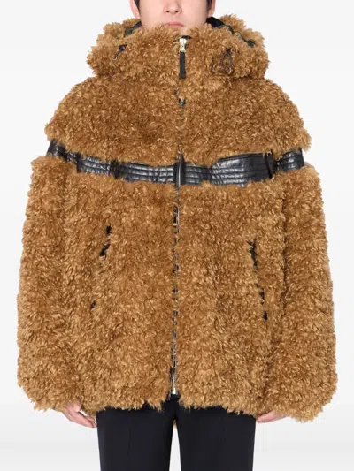 Kolor Faux Fur Hooded Jacket In Brown