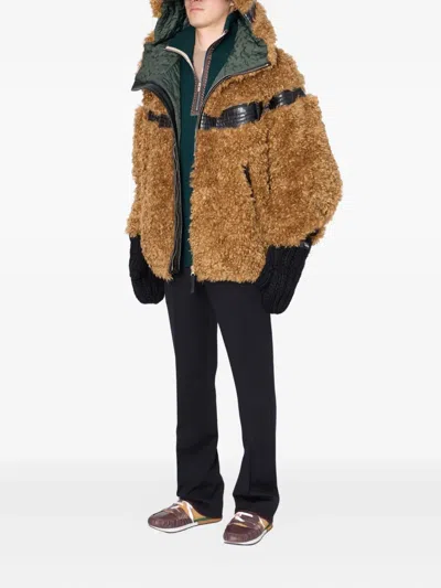 Kolor Faux Fur Hooded Jacket In Brown