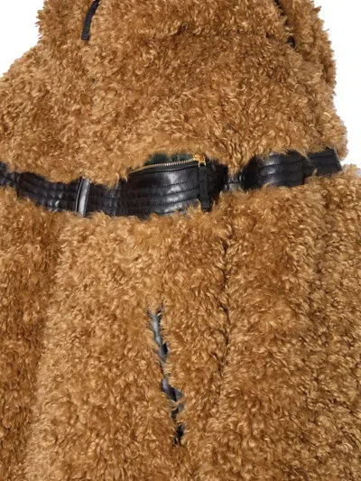 Kolor Faux Fur Hooded Jacket In Brown