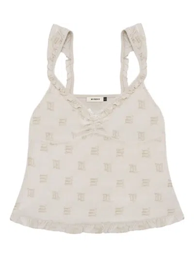 Misbhv Velour Monogram Frill Top In Gray