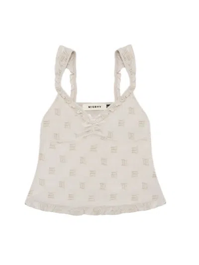 Misbhv Velour Monogram Frill Top In Gray