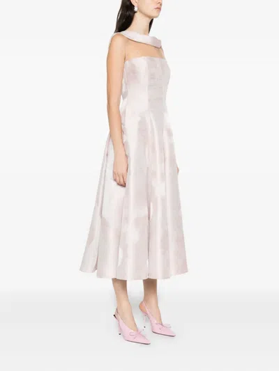 Talbot Runhof Off-shoulder Dress In Pink