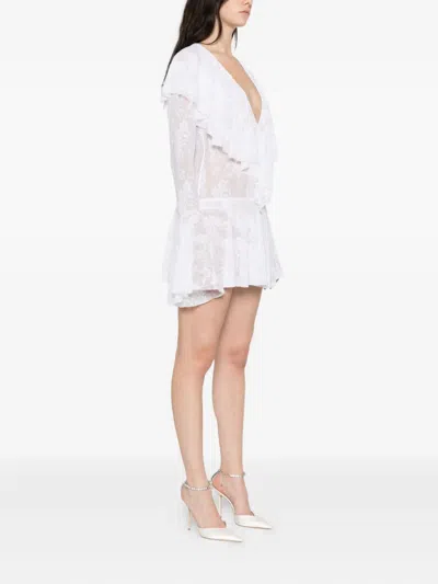 Norma Kamali Ruffled Long-sleeve Mini Dress In White