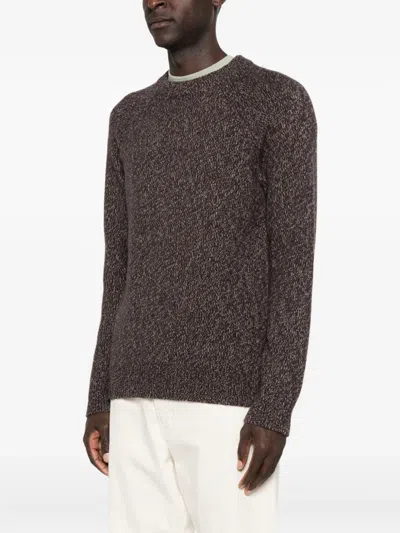 Eric Bompard Marl Round-neck Sweater In Brown