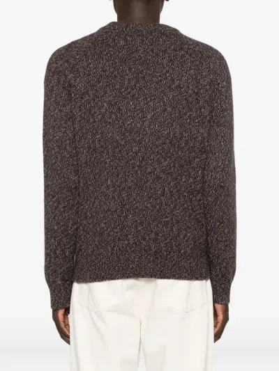 Eric Bompard Marl Round-neck Sweater In Brown