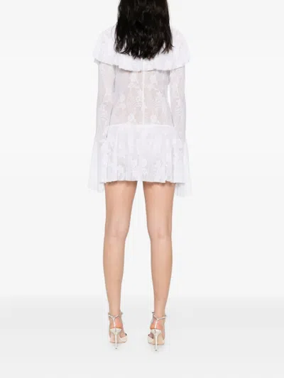 Norma Kamali Ruffled Long-sleeve Mini Dress In White