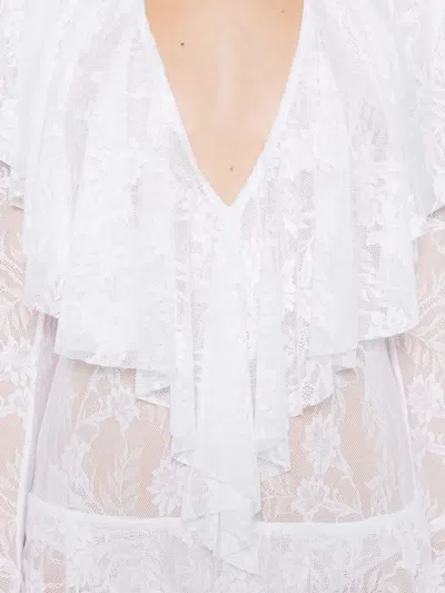 Norma Kamali Ruffled Long-sleeve Mini Dress In White