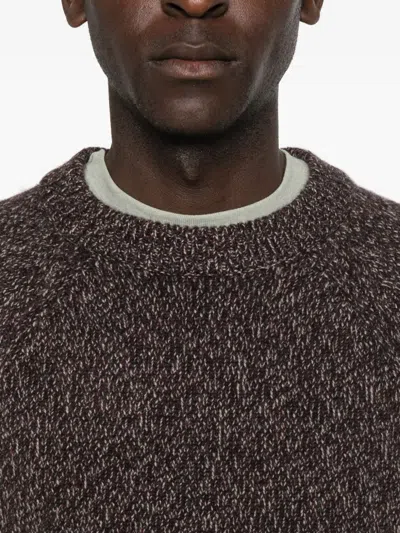 Eric Bompard Marl Round-neck Sweater In Brown