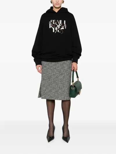 Fendi Women Oversize Cotton Sweatshirt In Black
