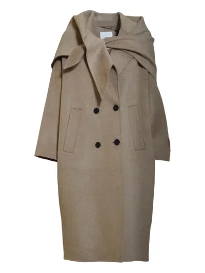 Solotre Tailored Brown Coat With Classic Silhouette And Structured Design In Brown