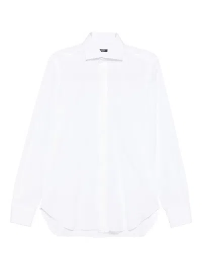 Barba Napoli Long-sleeve Cotton Shirt In White