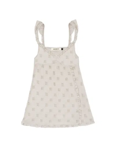 Misbhv Velour Monogram Slip Dress In Neutral