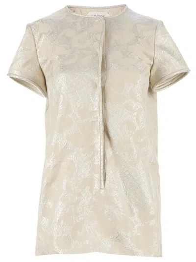 Galitzine Metallic Jacquard Trouser Set In Neutral