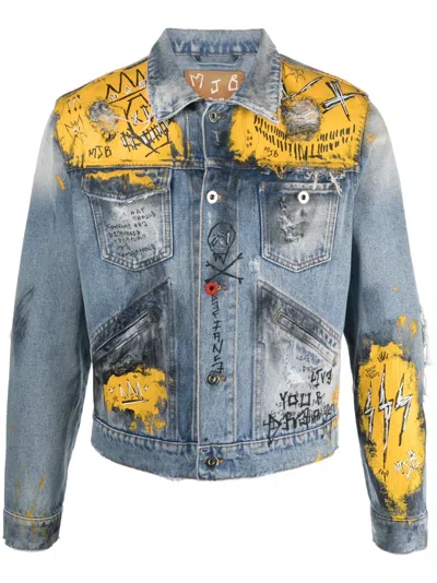 Mjb Marc Jacques Burton Mpaxiii Graphic-print Denim Jacket In Blue
