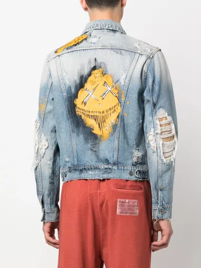 Mjb Marc Jacques Burton Mpaxiii Graphic-print Denim Jacket In Blue