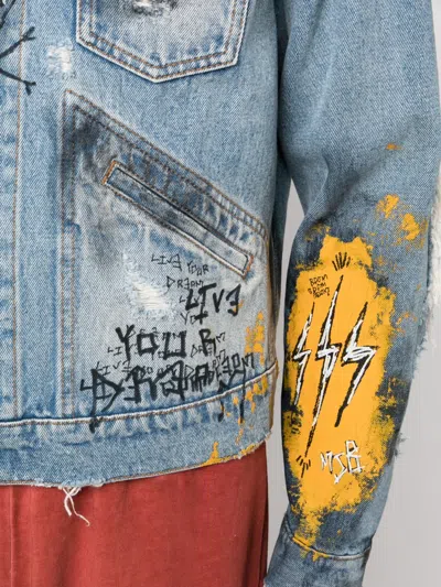 Mjb Marc Jacques Burton Mpaxiii Graphic-print Denim Jacket In Blue