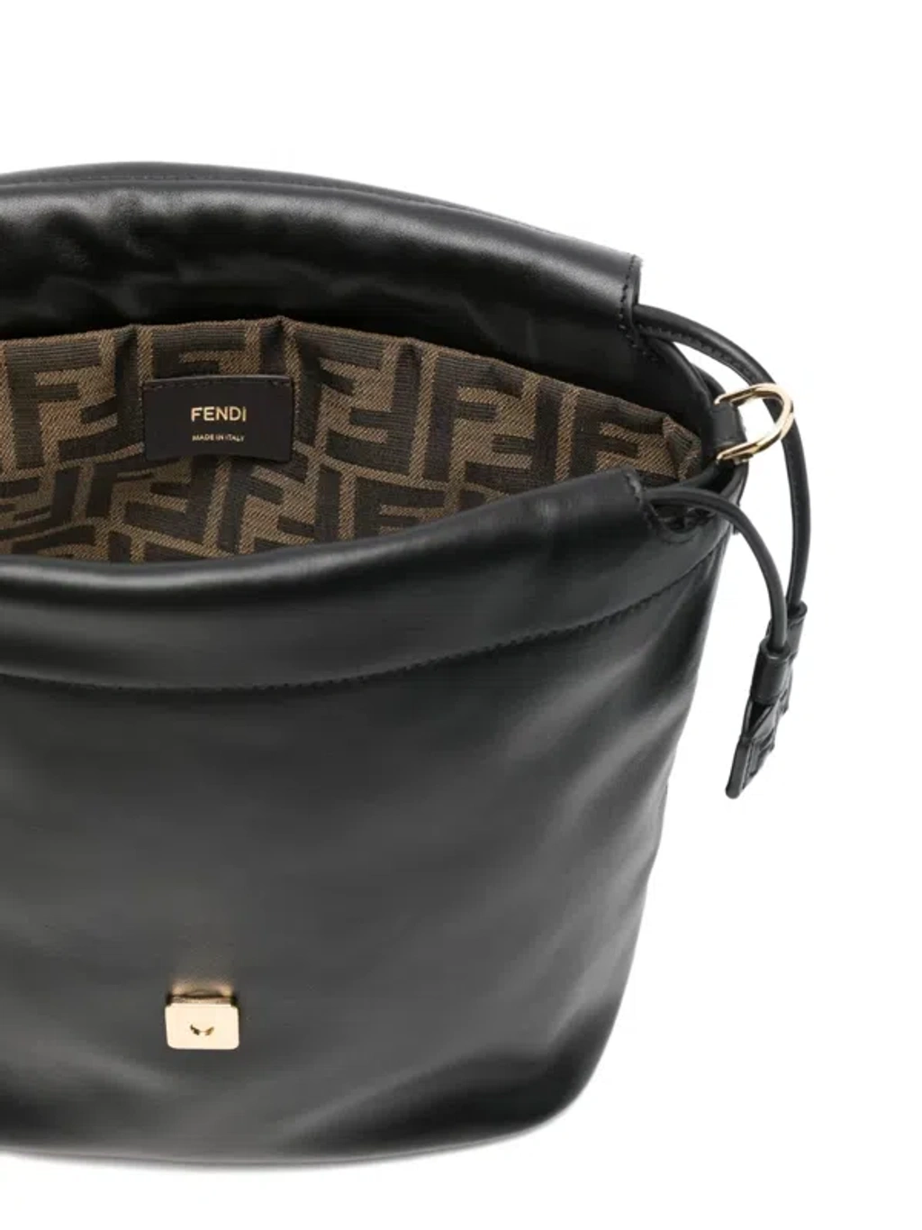 Fendi Women Black Backpack With Ff Plaque Closure On The  display picture 3