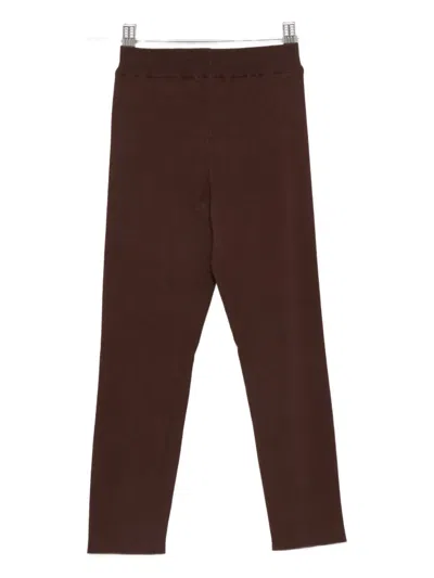 Laneus Ribbed-waistband Trousers In Brown