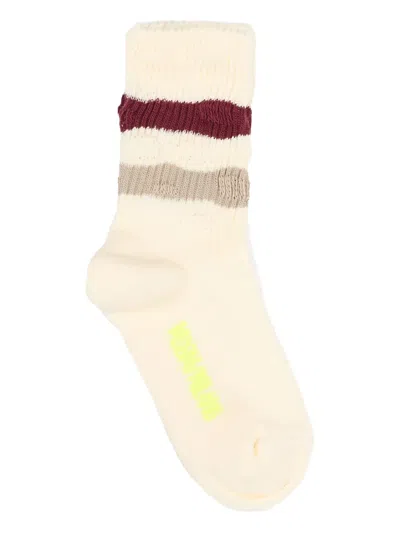 Msgm Striped Socks In Neutral