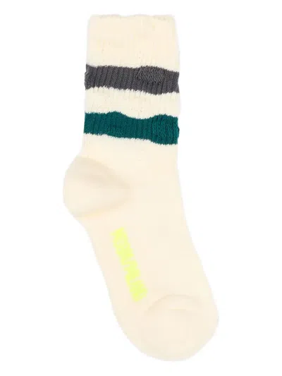 Msgm Striped Socks In Neutral
