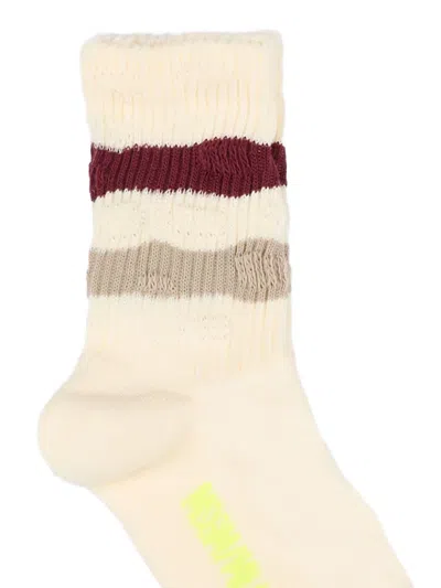 Msgm Striped Socks In Neutral