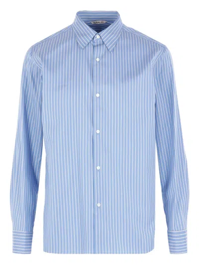 Auralee Striped Shirt In Blue