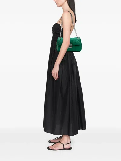 Pre-owned Prada 2010-2025 Tessuto Bomber Sound Lock Chain Flap Shoulder Bag In Green