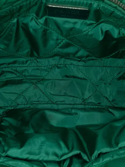 Pre-owned Prada 2010-2025 Tessuto Bomber Sound Lock Chain Flap Shoulder Bag In Green