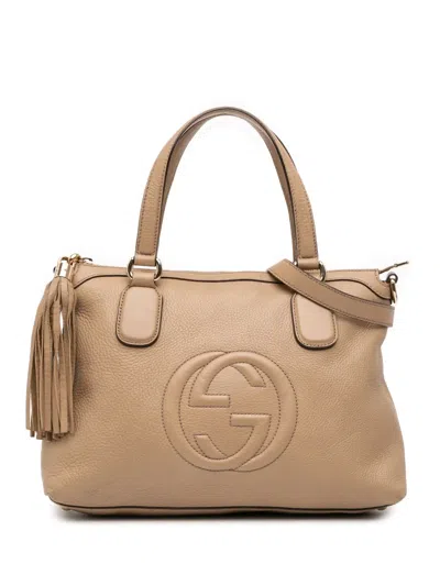 Pre-owned Gucci 2016-2025 Small Leather Soho Working Satchel In Brown