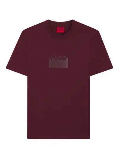 Hugo Boss Logo-plaque Cotton T-shirt In Burgundy