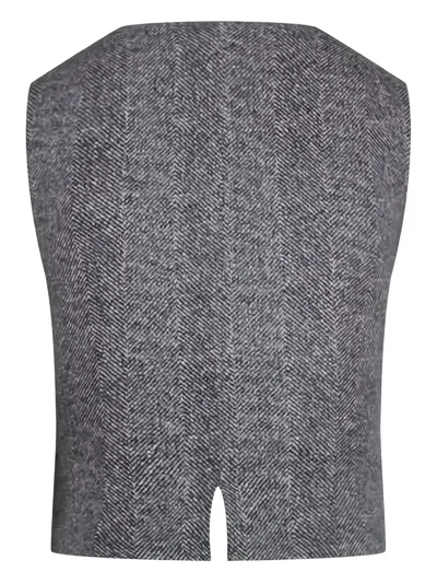 Ermanno Scervino Herringbone Button Waistcoat In Black