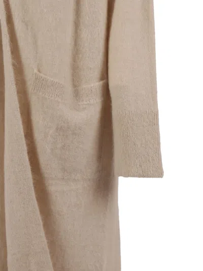 Antonelli Fine Knit Cardigan With Button-down Front And Relaxed Fit In Neutral