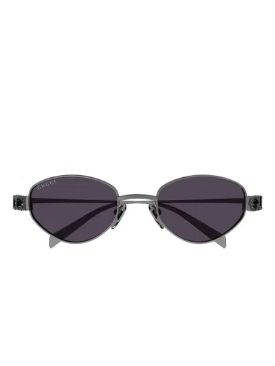 Gucci Oval-frame Sunglasses In Black