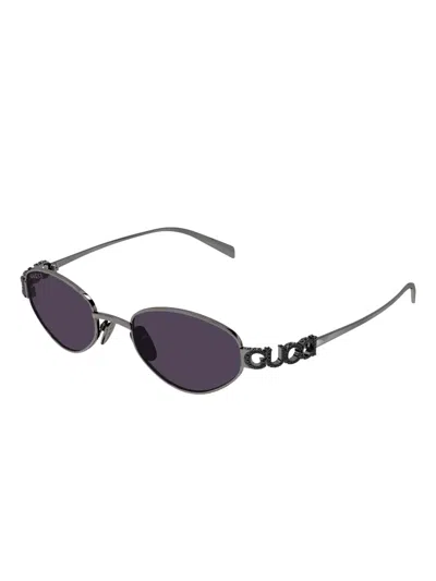 Gucci Oval-frame Sunglasses In Black