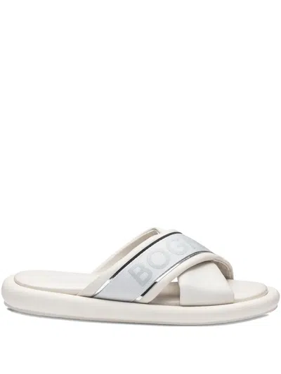 Bogner Criss-cross Logo Flat Sandals In White