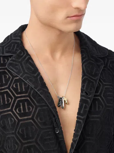Philipp Plein Plein Edge Cable Chain Necklace In Metallic