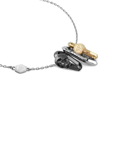 Philipp Plein Plein Edge Cable Chain Necklace In Metallic