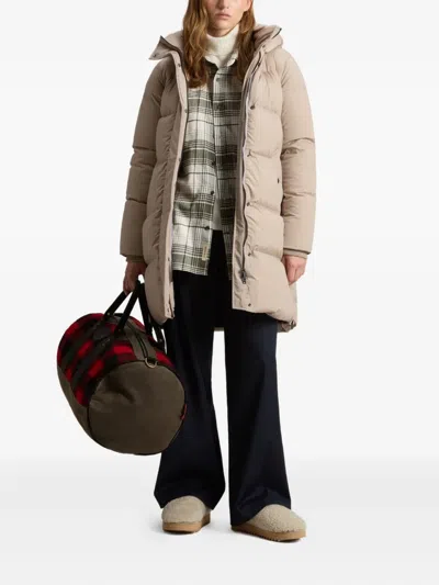 Woolrich Long Kelly Down Jacket In Neutral