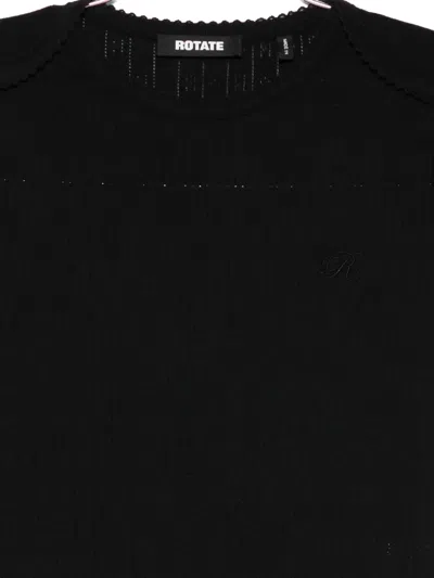 Rotate Birger Christensen Pointelle T-shirt In Black
