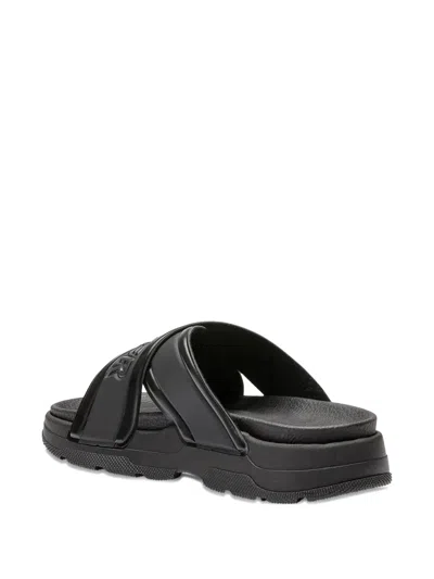 Bogner Embossed-crossover Flat Sandals In Black