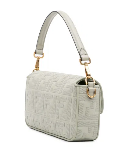 Pre-owned Fendi 2010-2025 Zucca Embroidered Canvas Baguette Satchel In Green