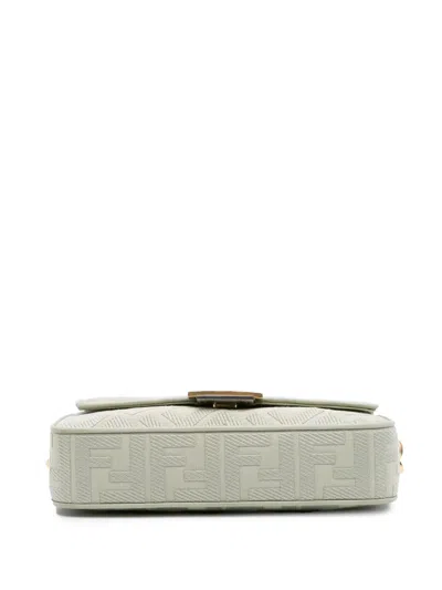 Pre-owned Fendi 2010-2025 Zucca Embroidered Canvas Baguette Satchel In Green