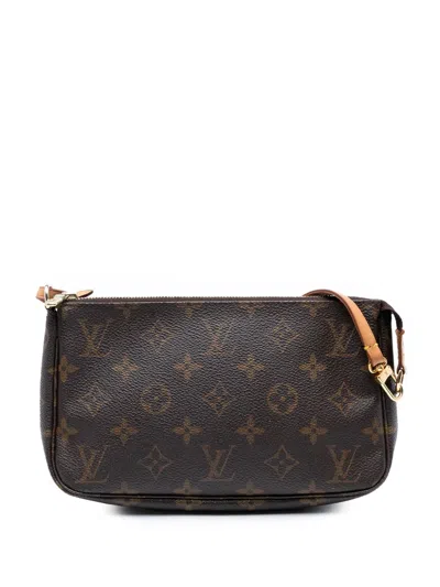 Pre-owned Louis Vuitton 2001 Monogram Pochette Accessoires Shoulder Bag In Brown
